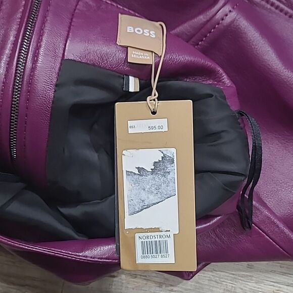 🚩Softest Boss High Waisted Raspberry Sheap Leather Pencil Skirt Size0 - Picture 8 of 12